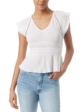 Sam Edelman Nyra Short Sleeve Top Bright White Sz Small